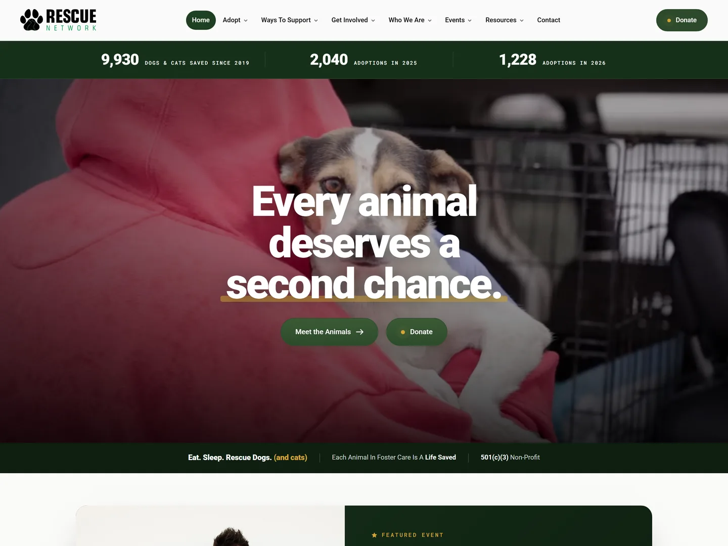 Rescue Network homepage — Animal rescue nonprofit
