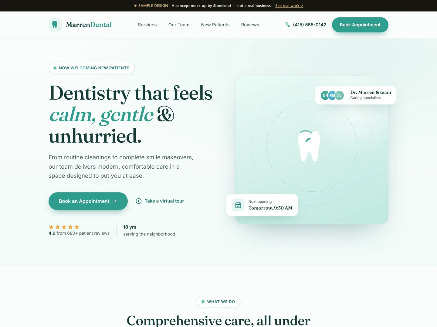 Sample Medical & dental website design — Marren Dental Studio