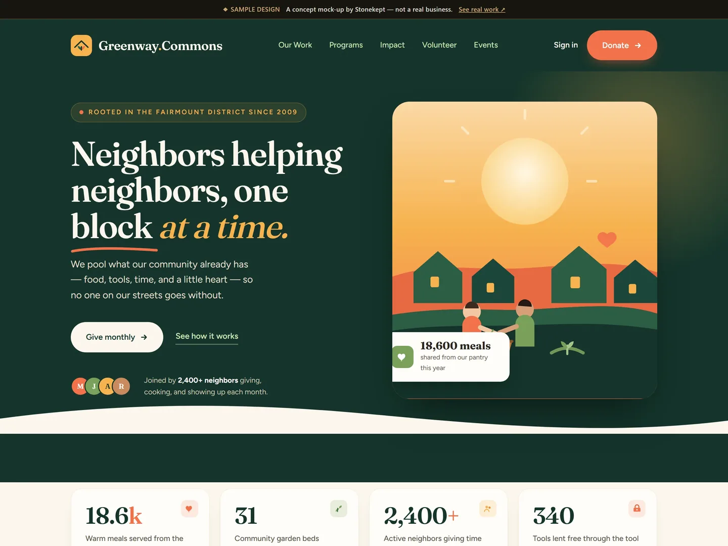 Sample Nonprofits & churches website design — Greenway Commons
