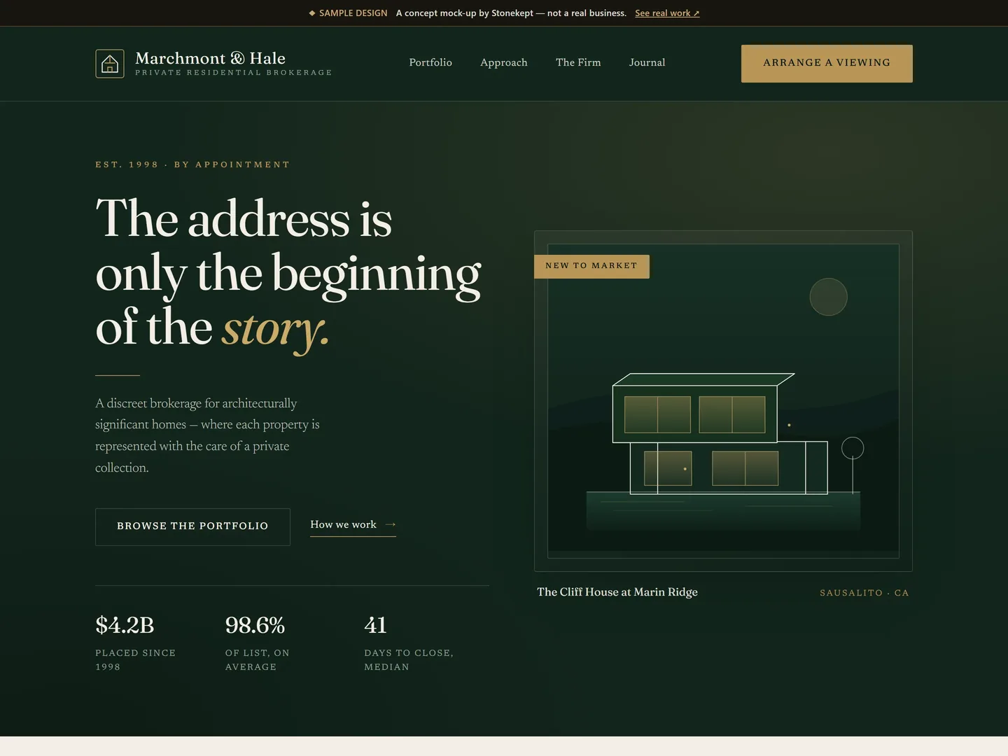 Sample Real estate website design — Marchmont & Hale