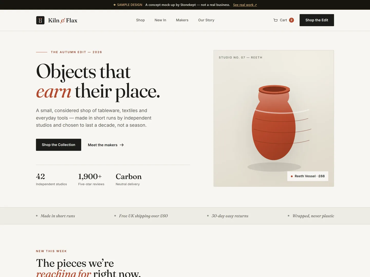 Sample Online stores website design — Kiln & Flax